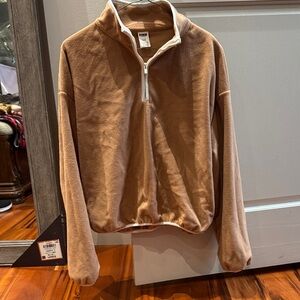 Pink Victoria Secret Fleece Tan Half-Zip Sweater
